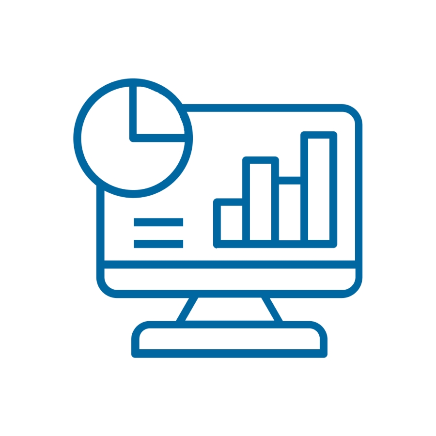 Icône d’un écran d’ordinateur avec des graphiques