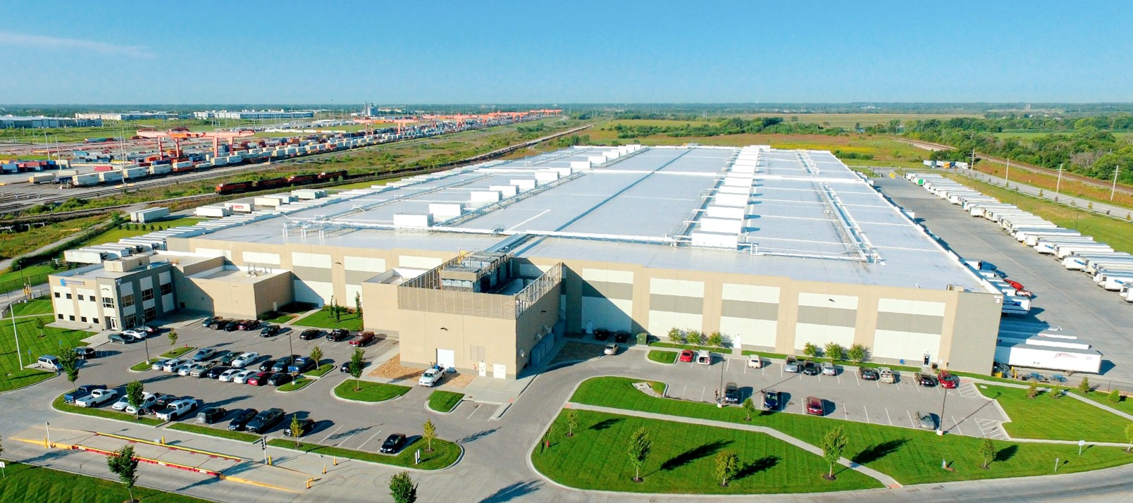Vista aérea del almacén frigorífico de ColdPoint Logistics en Kansas City