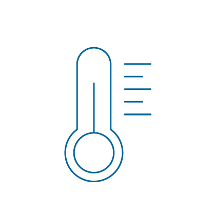 Icono que muestra el control constante de la temperatura en la red global de almacenes Lineage.