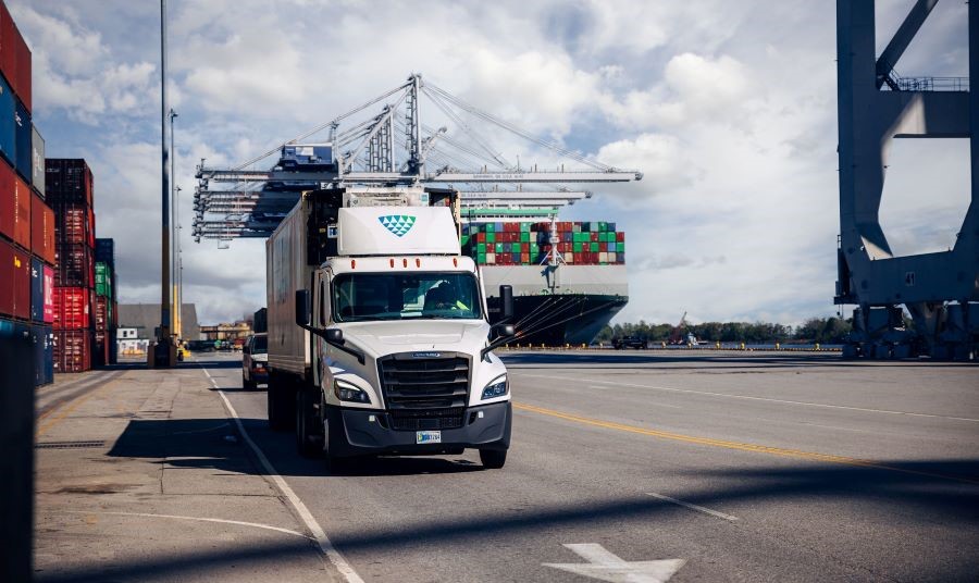 Transportation photo of a truck in at the port