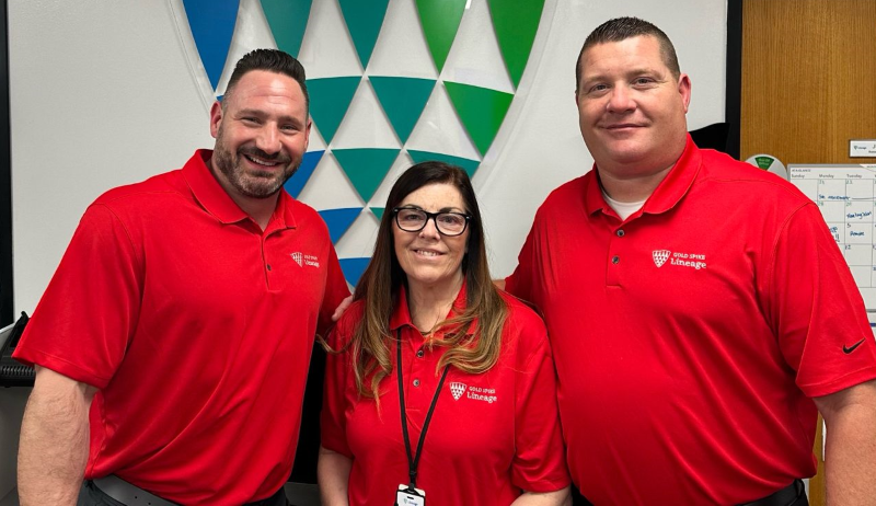 Casey Foley, Joshua Randall, and Susan Culbertson are the team leaders at Lineage's Fort Worth - Gold Spike facility and are responsible for leading the team towards a Lineage first: platinum LEAN certification.