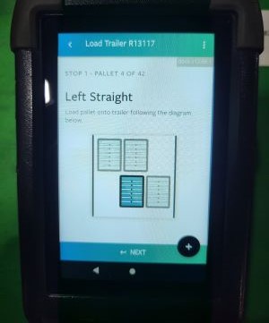A digital display of loading instructions from Libra
