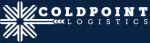 Logo de ColdPoint Logistics avec flocon de neige stylisé et texte blanc gras sur fond bleu foncé