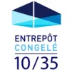 Logo Entrepôt Congelé 10/35 avec icône géométrique d’entreposage frigorifique dans les tons bleus et texte bilingue français