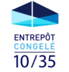 Entrepôt Congelé 10/35 logo with geometric cold storage icon in blue tones and bilingual French text