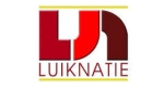 Luik Natie logo with bold red and brown abstract initials and yellow border