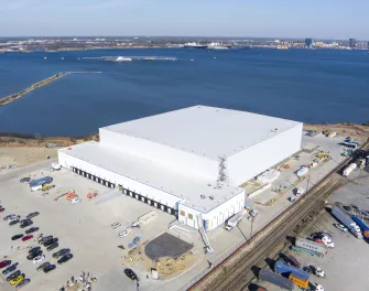 aerial photo of cold storage warehouse 
