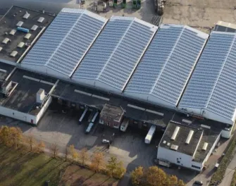 Prise de vue aérienne de l’entrepôt de Rijkevorsel Belgique