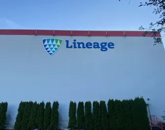Exterior of Lineage’s cold storage warehouse in Abbotsford, British Columbia