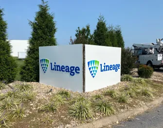 sign in front of a cold storage warehouse