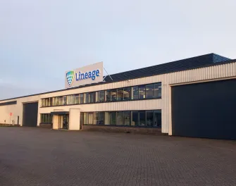 Exterior of Lineage’s Gameren cold storage facility in the Netherlands with freight forwarding and customs brokerage capabilities.
