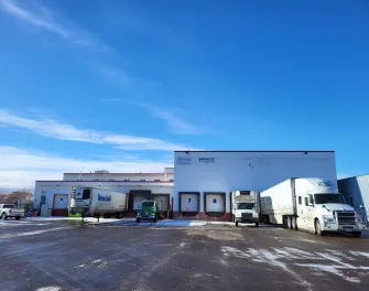 Exterior of Lineage cold storage warehouse in Edmonton, Alberta