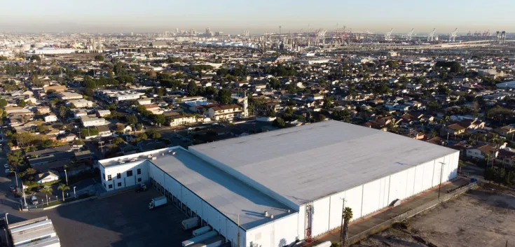 Aerial view of Lineage’s Wilmington cold storage facility near the Port of Los Angeles