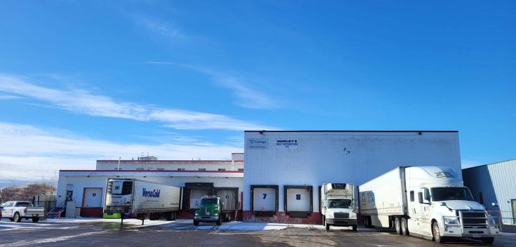 Exterior of Lineage cold storage warehouse in Edmonton, Alberta