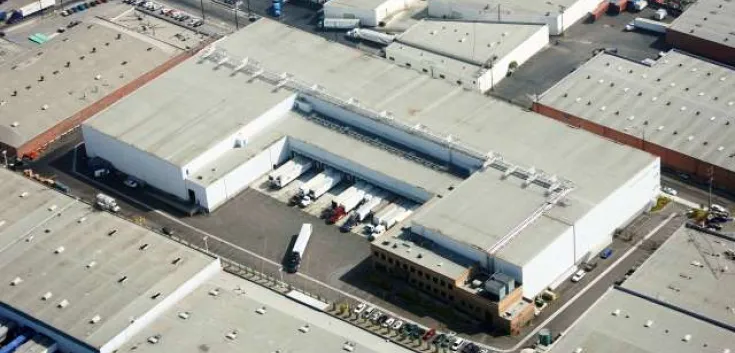 Aerial view of Sierra Pine cold chain facility in Vernon, California