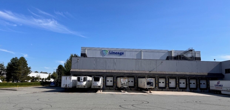 Exterior of Lineage cold storage facility in Delta - 1588 Cliveden, British Columbia