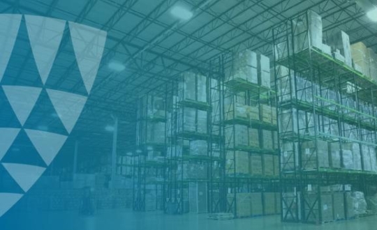Lineage Logo with warehouse in background