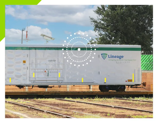 Image of a temperature controlled rail car at one of Lineage's facilities in the Great Plains in the US.