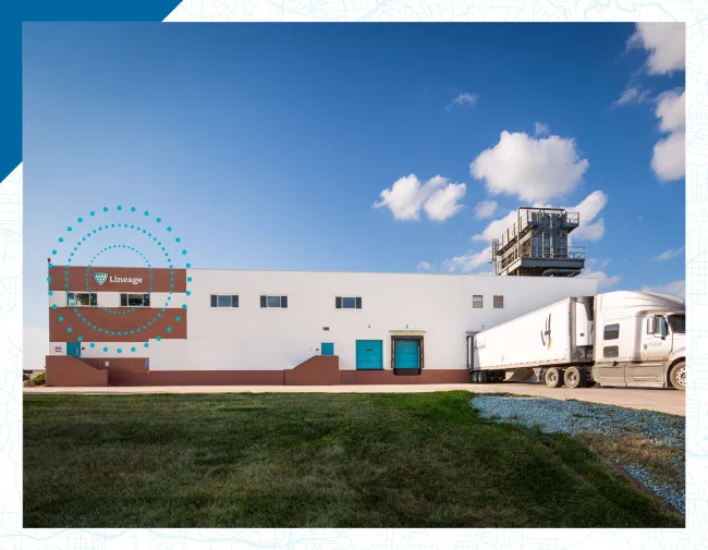 Exterior image of Lineage facility in the Great Plains, illustrating connected reliability across the supply chain
