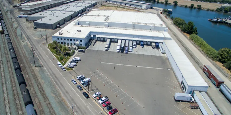 Foto aérea de las instalaciones de Lineage en Stockton