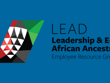 Katrina Williams smiling, LEAD logo, Leadership & Education for African Ancestry Development, Employee Resource Group banner.