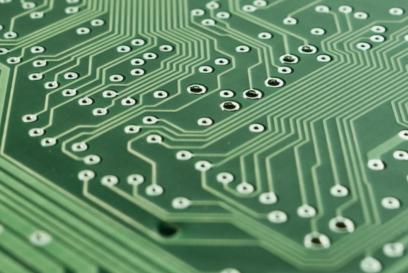 Green mother board with circuits 