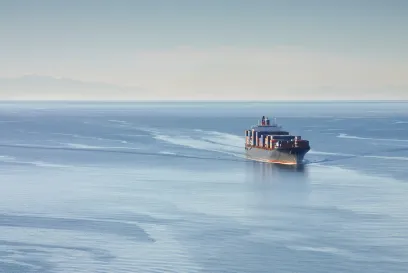 container ship crossing the sea