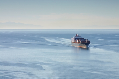 container ship crossing the sea