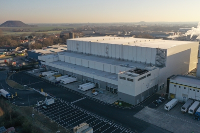 drone photo of warehouse