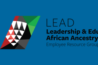 Katrina Williams smiling, LEAD logo, Leadership & Education for African Ancestry Development, Employee Resource Group banner.