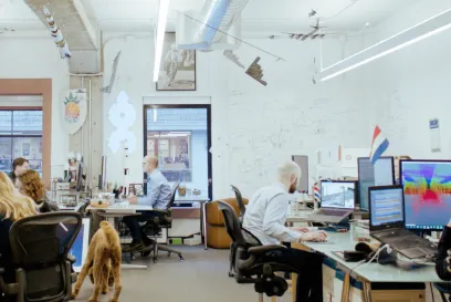 Lineage Data Science team collaboratively working on Lineage Eye in the bustling San Francisco office.