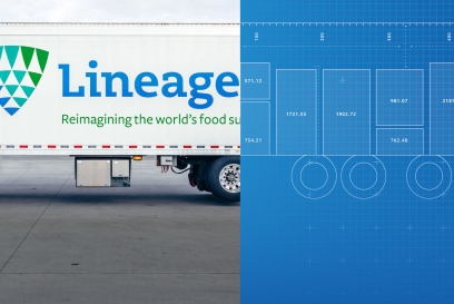 A graphic illustration of a truck with stacked pallets