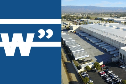 Aerial view of a large Lineage cold storage facility with rows of docked trailers, paired with bold blue text reading “Big is slow” crossed out, challenging the misconception.