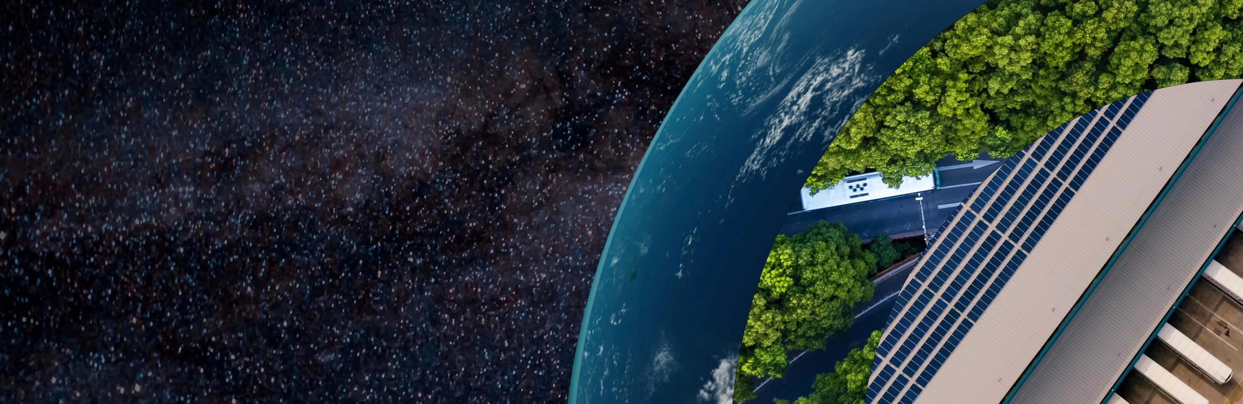 Banner gráfico de sostenibilidad Earth circles