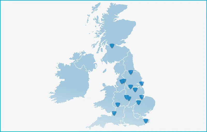 UK regional landing page map