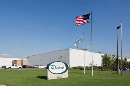 Exterior del almacén frigorífico Riverside 1 de Lineage