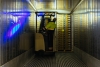 Worker using a forklift